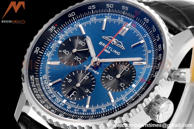 Breitling - Navitimer Chronograph B01 43mm SS/LE Navy Blue/Stk BLS A7750 Mod