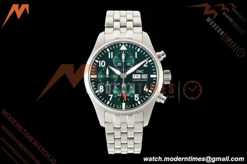 IWC - Pilots Chrono IW388104 41mm SS/SS Grn/Num APSF Cal. 69385 Mod