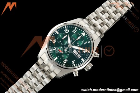 IWC - Pilots Chrono IW388104 41mm SS/SS Grn/Num APSF Cal. 69385 Mod