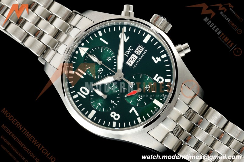 IWC - Pilots Chrono IW388104 41mm SS/SS Grn/Num APSF Cal. 69385 Mod