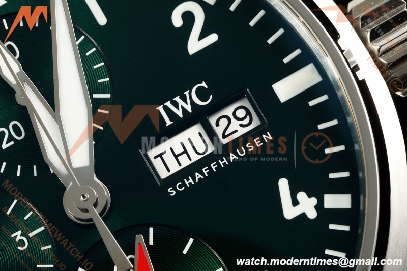 IWC - Pilots Chrono IW388103 41mm SS/LE Grn/Num APSF Cal. 69385 Mod