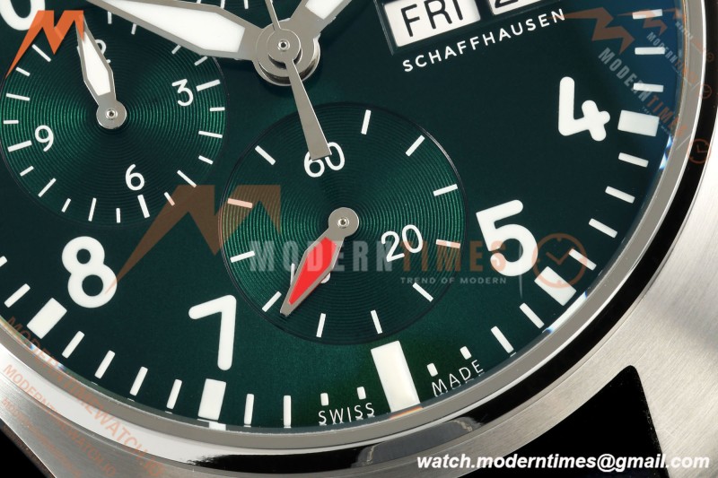 IWC - Pilots Chrono IW388103 41mm SS/LE Grn/Num APSF Cal. 69385 Mod