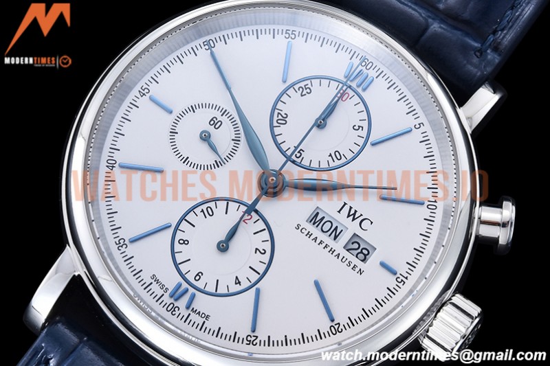 IWC - Portofino Chrono IW3910 SS/LE Wht/Blue Stk TWF A7750