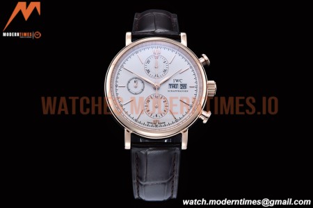 IWC - Portofino Chrono IW3910 RG/LE Wht/RG Stk TWF A7750