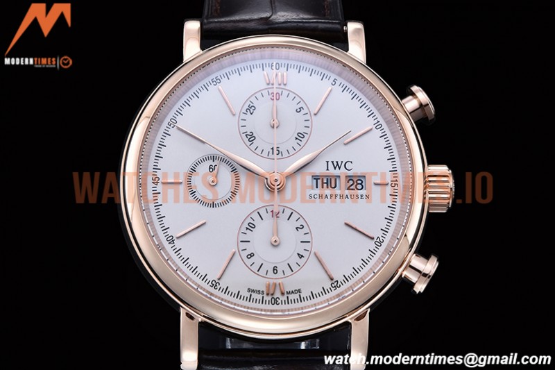 IWC - Portofino Chrono IW3910 RG/LE Wht/RG Stk TWF A7750