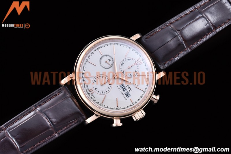 IWC - Portofino Chrono IW3910 RG/LE Wht/RG Stk TWF A7750