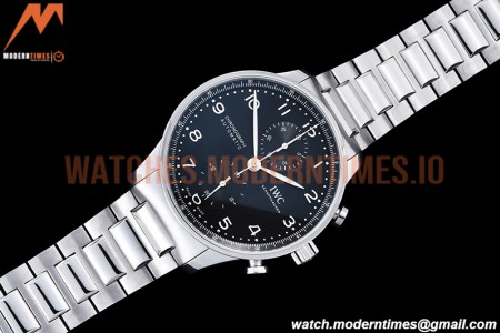 IWC - Portuguese Chrono Ed IW3716 SS/SS Blk/Num ZF A69355