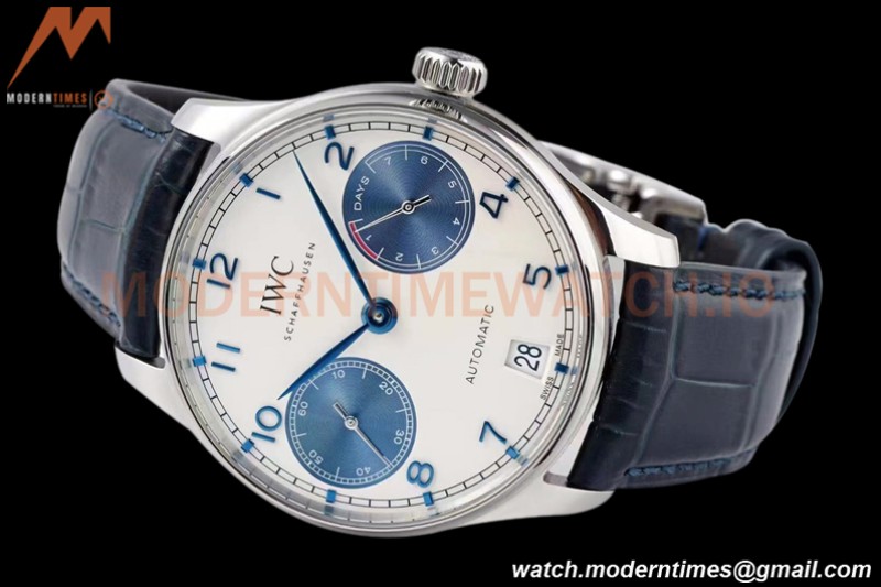 IWC - Portugieser Automatic IW500715 SS/LE Wht/Num Blue AZF A52010