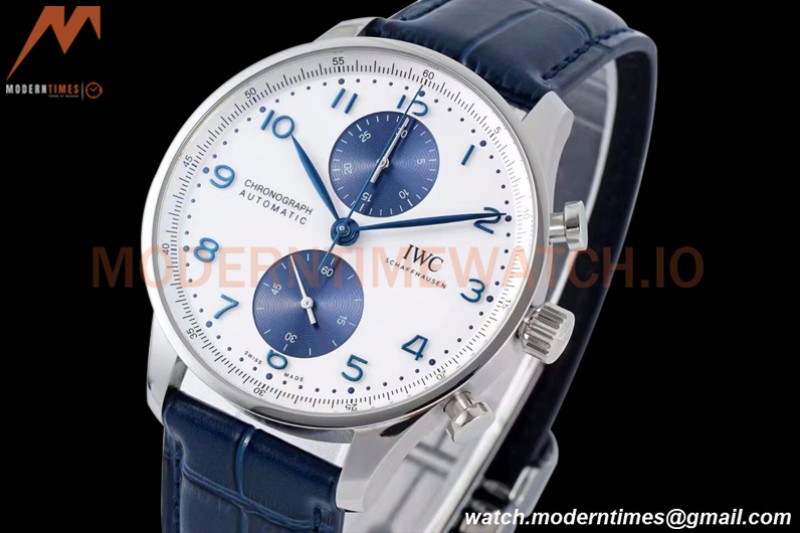 IWC - Portuguese Chronograph IW371620 SS/LE Wht/Num Blue AZF A69355