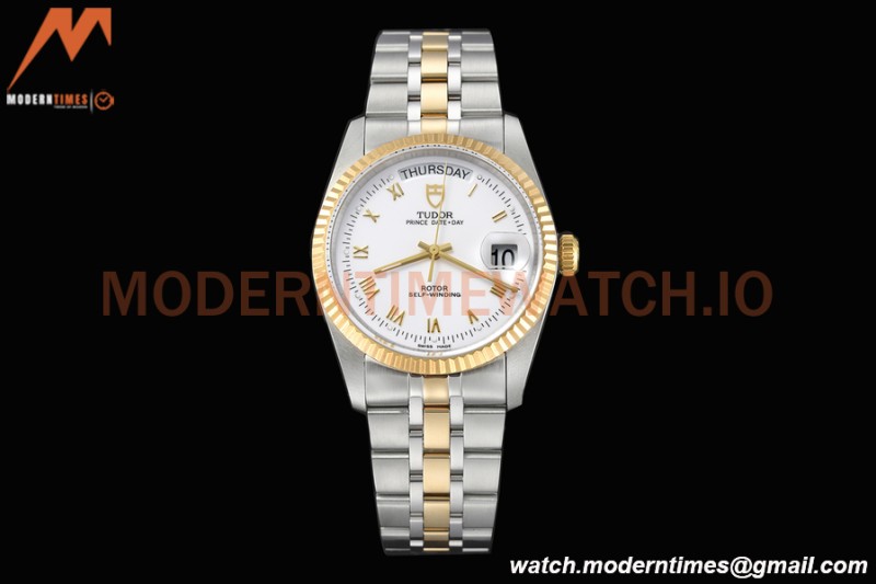 Tudor - Prince Date-Day 36mm Automatic YG/SS Wht/Rmn MKS A2824