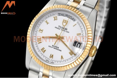 Tudor - Prince Date-Day 36mm Automatic YG/SS Wht/Rmn MKS A2824