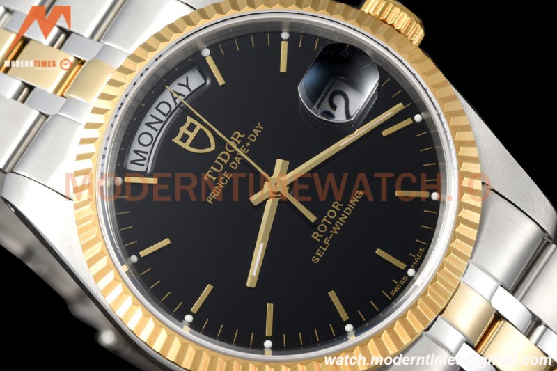 Tudor - Prince Date-Day 36mm Automatic YG/SS Blk/Stk MKS A2824