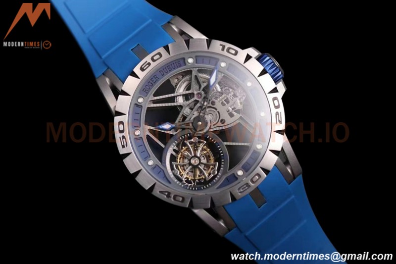 Roger Dubuis - Excalibur Spider 45mm TI/RU Blue Skeleton Flying Tourbillon JBF
