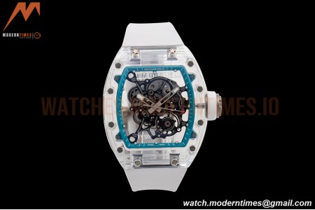 Richard Mille - RM055 Transparent SONIC Edition Skeleton Blue Dial on White Nylon Strap Clone RMUL2