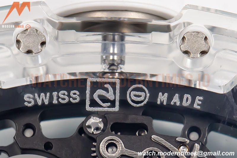 Richard Mille - RM055 Transparent SONIC Edition Skeleton Blue Dial on White Nylon Strap Clone RMUL2