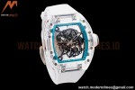 Richard Mille - RM055 Transparent SONIC Edition Skeleton Blue Dial on White Nylon Strap Clone RMUL2
