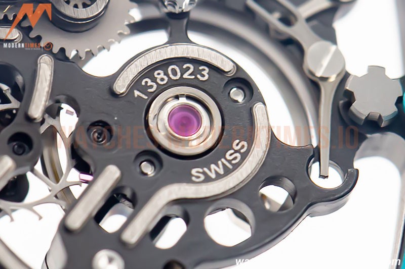 Richard Mille - RM055 Transparent SONIC Edition Skeleton Blue Dial on White Nylon Strap Clone RMUL2
