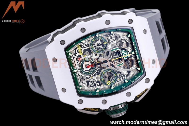 Richard Mille - RM11-03 Le Mans Classic Flyback Chrono Wht-Cer/Ru Grey/Ske KVF V5 A7750