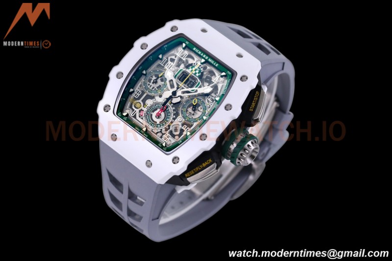 Richard Mille - RM11-03 Le Mans Classic Flyback Chrono Wht-Cer/Ru Grey/Ske KVF V5 A7750
