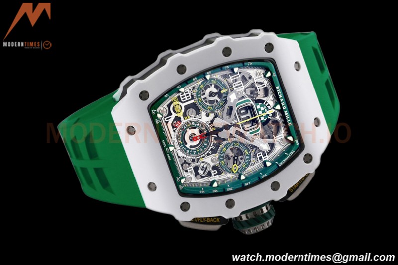 Richard Mille - RM11-03 Le Mans Classic Flyback Chrono Wht-Cer/Ru Green/Ske KVF V5 A7750