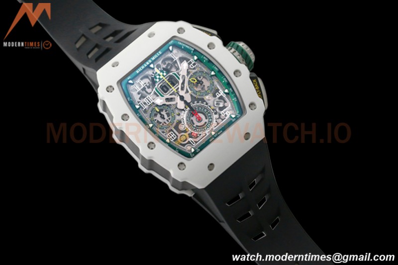 Richard Mille - RM11-03 Le Mans Classic Flyback Chrono Wht-Cer/Ru Blk/Ske KVF V5 A7750