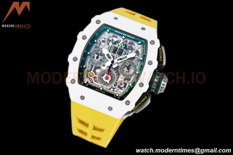 Richard Mille - RM11-03 Le Mans Classic Flyback Chrono Wht-Cer/Ru Yelw/Ske KVF V5 A7750
