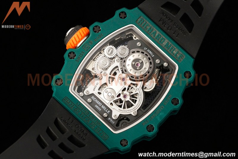 Richard Mille - RM021-02 Tourbillon CF/RU Green Black Skeleton RMF Tourb