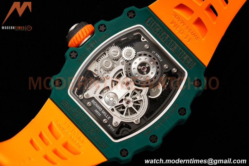 Richard Mille - RM021-02 Tourbillon CF/RU Green Orange Skeleton RMF Tourb