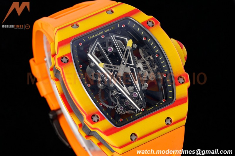 Richard Mille - RM027-03 Tourbillon Rafael Nadal NTPT/RU/Yelw Skeleton Orange RMF Tourb