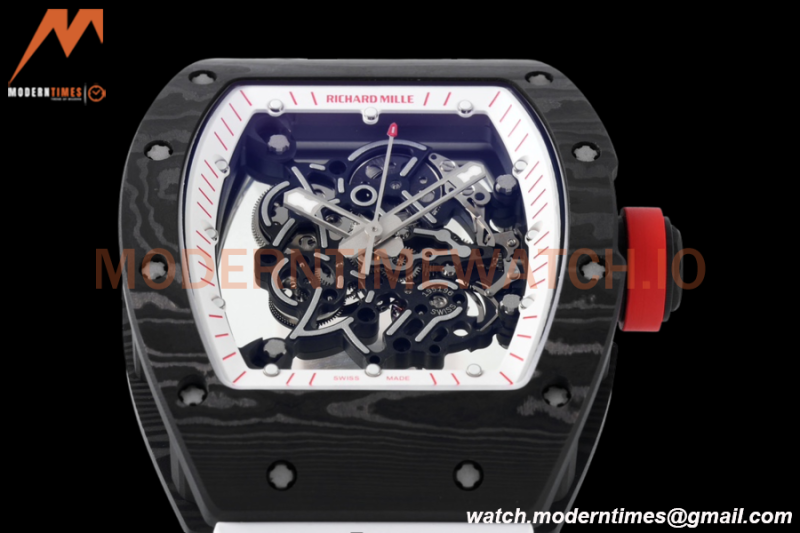 Richard Mille - RM055 Bubba Watson Black NTPT/RU Wht/Red Rehaut Skeleton ZF RMUL2