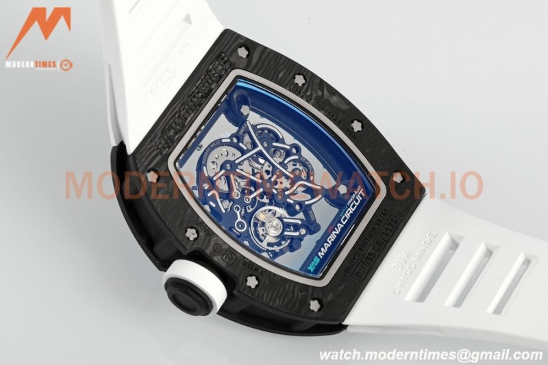 Richard Mille - RM055 Bubba Watson Black NTPT/RU Wht/Blue Rehaut Skeleton ZF RMUL2
