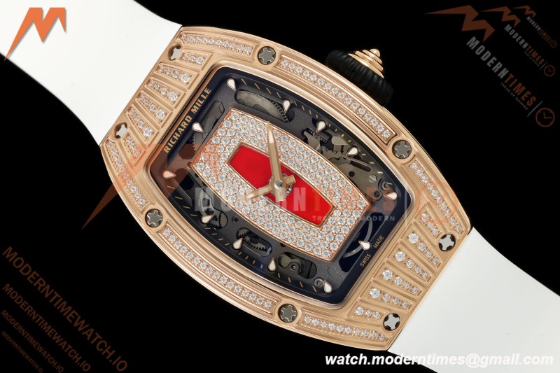 Richard Mille - RM07-01 Ladies Rose Gold Diamond WHT/RU Red Lips ZF Asian CRMA2