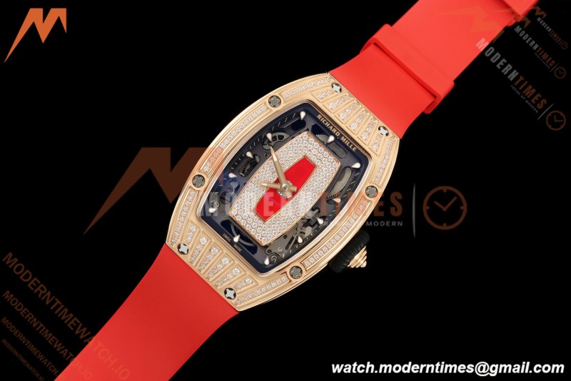 Richard Mille - RM07-01 Ladies Rose Gold Diamond RED/RU Red Lips ZF Asian CRMA2