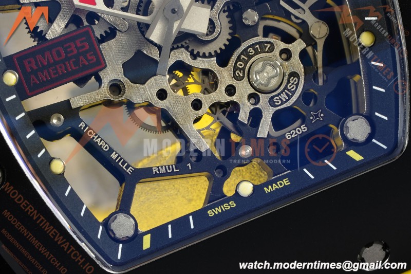 Richard Mille - RM035 Rafael Nadal Americas Limited CER/VRU Yelw/Yelw/Blk Skeleton KVF RMUL1 | 리차드 밀 - RM035 라파엘 나달 아메리카스 리미티드 CER/VRU 옐로우/옐로우/블랙 스켈레톤 KVF RMUL1