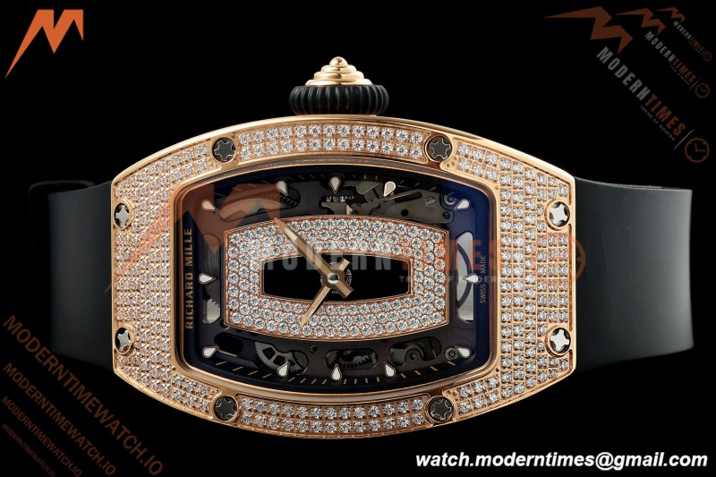 Richard Mille - RM07-01 Rose Gold Snow Set Diamond Blk/RU Black Onyx ZF Asian CRMA2
