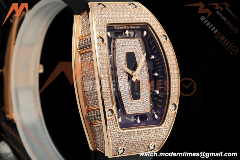 Richard Mille - RM07-01 Rose Gold Snow Set Diamond Blk/RU Black Onyx ZF Asian CRMA2