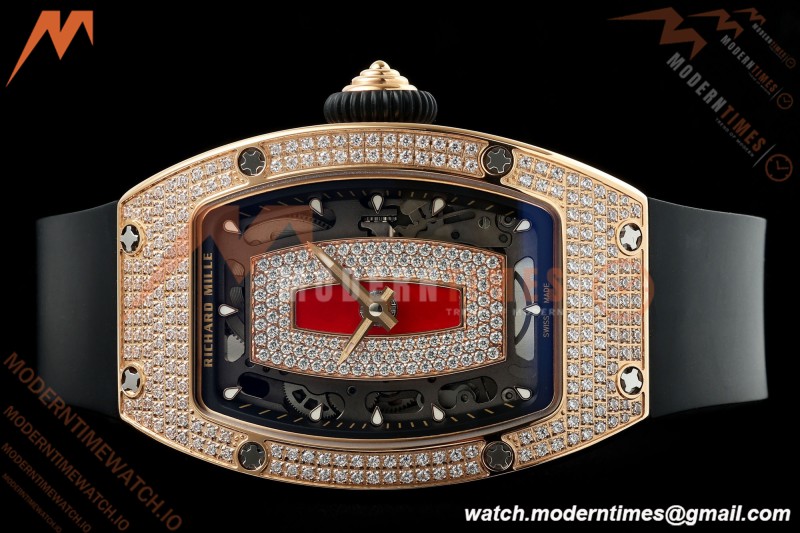Richard Mille - RM07-01 Rose Gold Snow Set Diamond Blk/RU Red Lips ZF Asian CRMA2