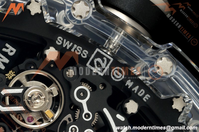 Richard Mille - RM055 AET Remould Transparent Crystal Black Strap Black Rehaut Skeleton SONIC RMUL2