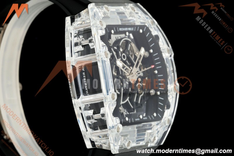 Richard Mille - RM055 AET Remould Transparent Crystal Black Strap Black Rehaut Skeleton SONIC RMUL2