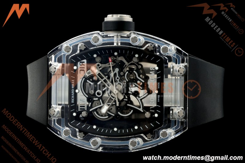 Richard Mille - RM055 AET Remould Transparent Crystal Black Strap Black Rehaut Skeleton SONIC RMUL2