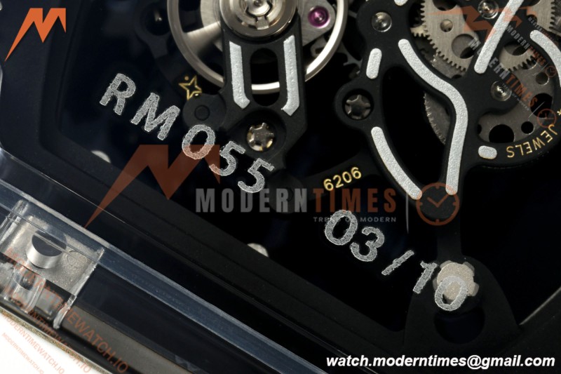 Richard Mille - RM055 AET Remould Transparent Crystal White Strap White Rehaut Skeleton SONIC RMUL2 | 리차드 밀 - RM055 AET 리몰드 투명 크리스털 화이트 스트랩 화이트 르호 스켈레톤 소닉 RMUL2