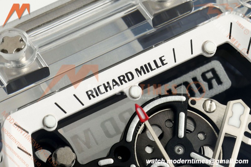 Richard Mille - RM055 AET Remould Transparent Crystal White Strap White Rehaut Skeleton SONIC RMUL2 | 리차드 밀 - RM055 AET 리몰드 투명 크리스털 화이트 스트랩 화이트 르호 스켈레톤 소닉 RMUL2