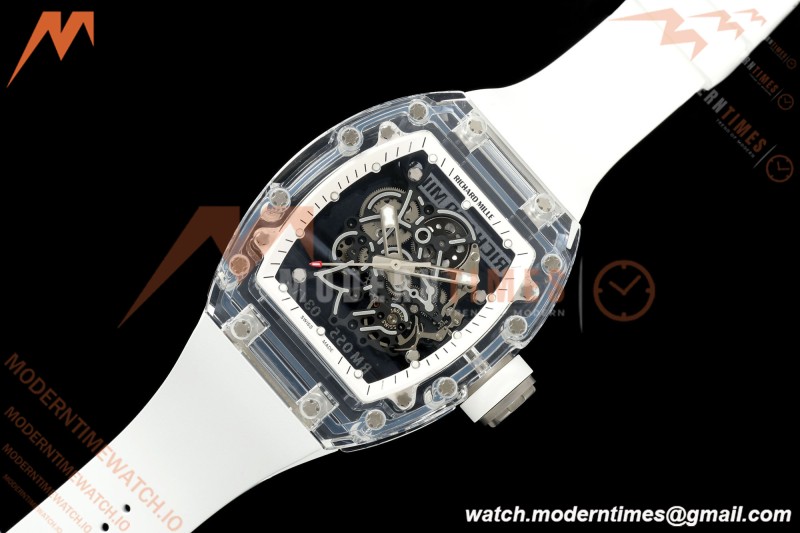 Richard Mille - RM055 AET Remould Transparent Crystal White Strap White Rehaut Skeleton SONIC RMUL2 | 리차드 밀 - RM055 AET 리몰드 투명 크리스털 화이트 스트랩 화이트 르호 스켈레톤 소닉 RMUL2