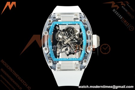 Richard Mille - RM055 AET Remould Transparent Crystal White Strap Blue Rehaut Skeleton SONIC RMUL2