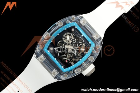 Richard Mille - RM055 AET Remould Transparent Crystal White Strap Blue Rehaut Skeleton SONIC RMUL2