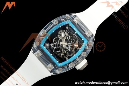Richard Mille - RM055 AET Remould Transparent Crystal White Strap Blue Rehaut Skeleton SONIC RMUL2