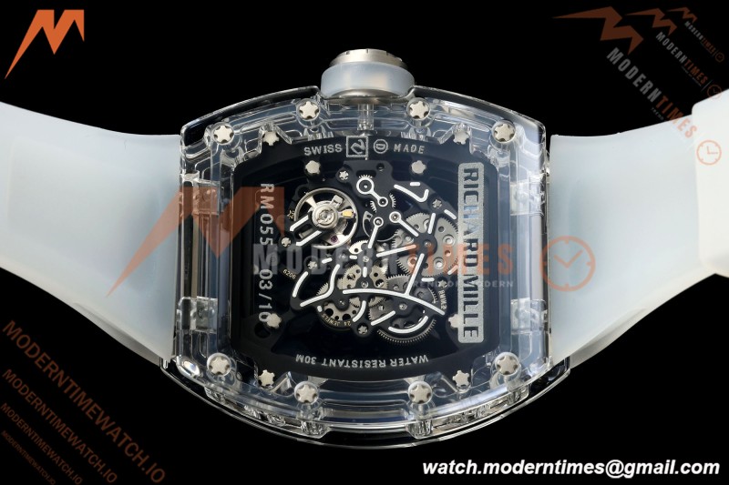 Richard Mille - RM055 AET Remould Transparent Crystal Transparent Strap White Rehaut Skeleton SONIC RMUL2 | 리차드 밀 - RM055 AET 리몰드 투명 크리스털 스트랩 화이트 르호 스켈레톤 소닉 RMUL2