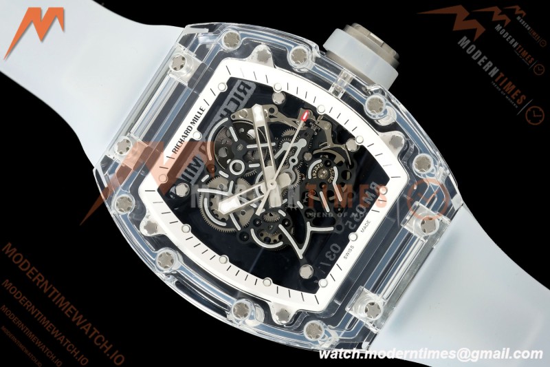 Richard Mille - RM055 AET Remould Transparent Crystal Transparent Strap White Rehaut Skeleton SONIC RMUL2 | 리차드 밀 - RM055 AET 리몰드 투명 크리스털 스트랩 화이트 르호 스켈레톤 소닉 RMUL2