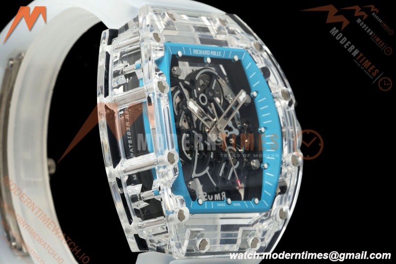 Richard Mille - RM055 AET Remould Transparent Crystal Transparent Strap Blue Rehaut Skeleton SONIC RMUL2