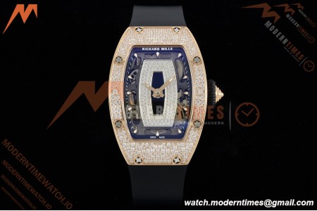 Richard Mille - RM07-01 Rose Gold Snow Set Diamond Blk/RU/Wht Black Onyx ZF Asian CRMA2